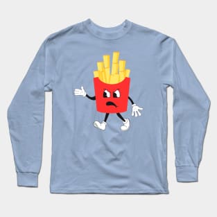 Retro French Fries Angry Face Long Sleeve T-Shirt